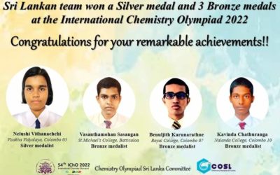 Sri Lanka won a silver medal and three bronze medals at the 54th International Chemistry Olympiad 2022