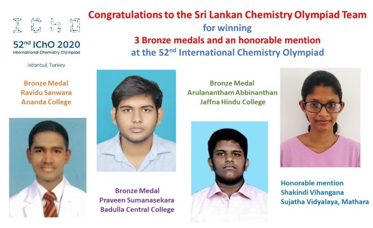 Sri Lanka won 3 Bronze medals and an honorable mention at 52nd ICHO 2020